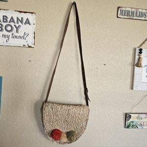 Handcrafted Straw Crossbody Bag with Colorful Accents Sun N sand